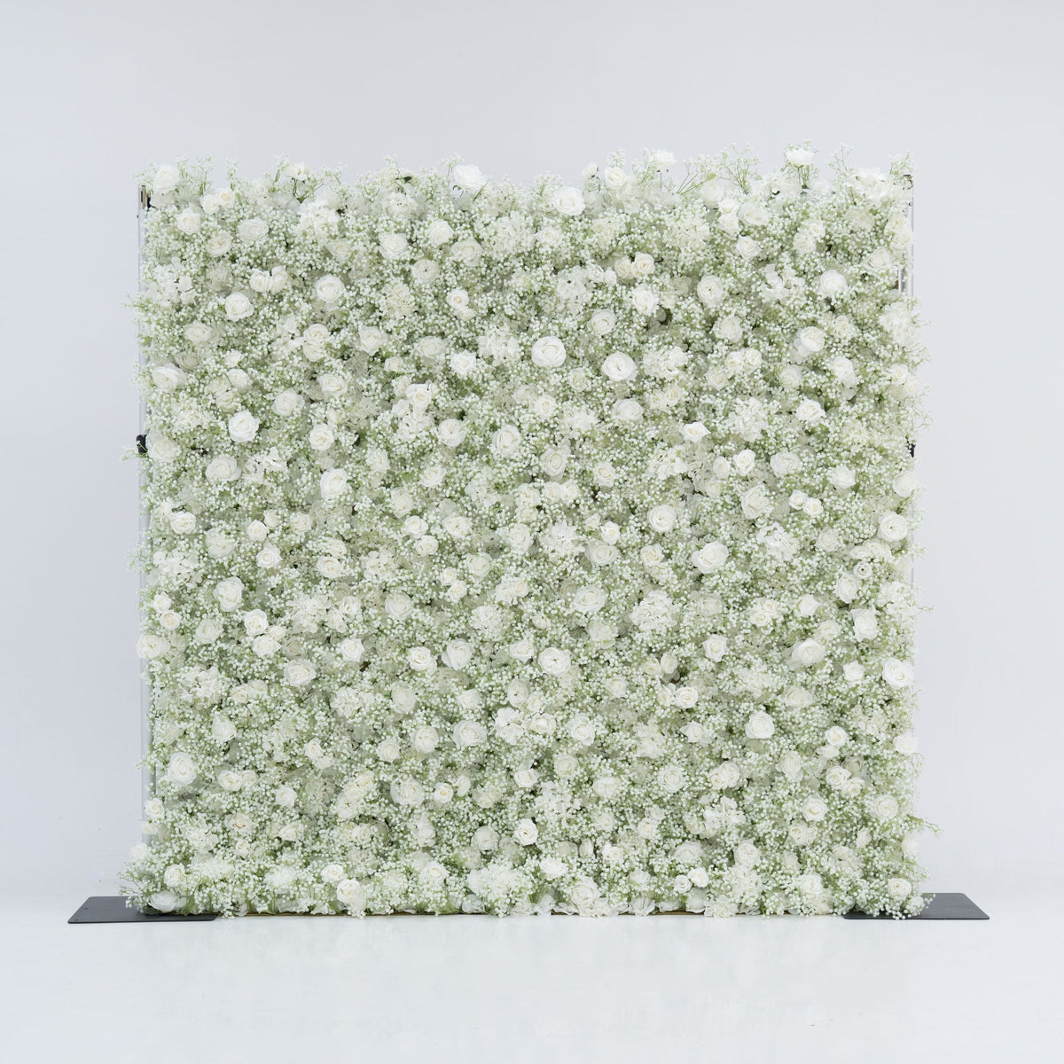 ValarFlowers Artificial Floral Wall Backdrop: Serene Meadows Artificial Floral Wall Backdrop: White Rose & Baby's Breath Edition-VF-268-2
