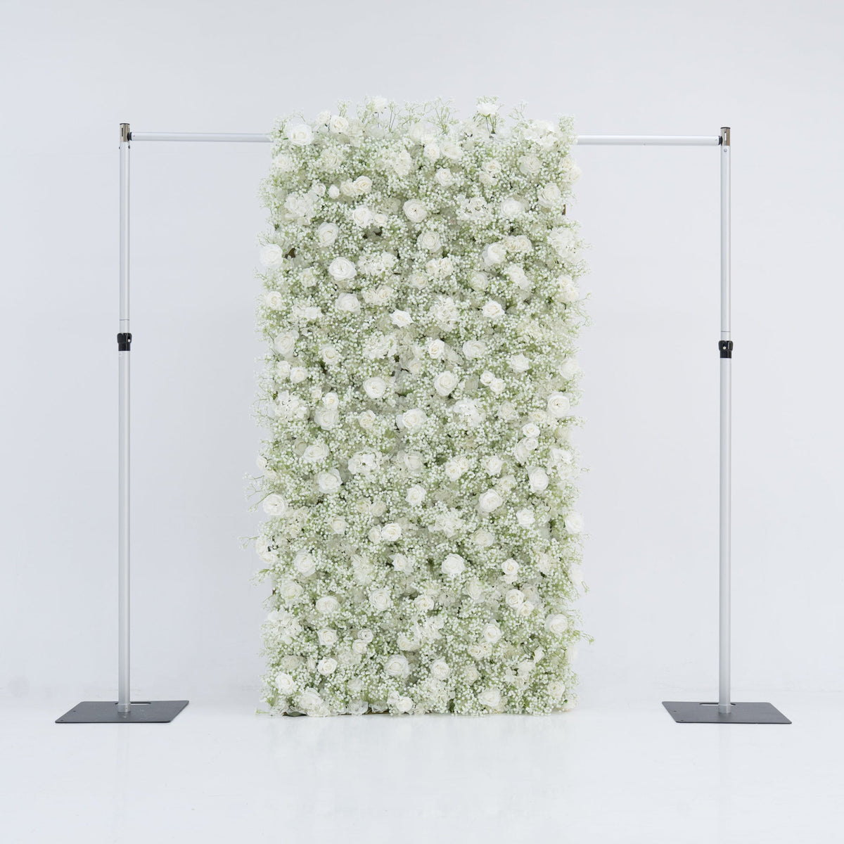 ValarFlowers Artificial Floral Wall Backdrop: Serene Meadows Artificial Floral Wall Backdrop: White Rose & Baby's Breath Edition-VF-268-2
