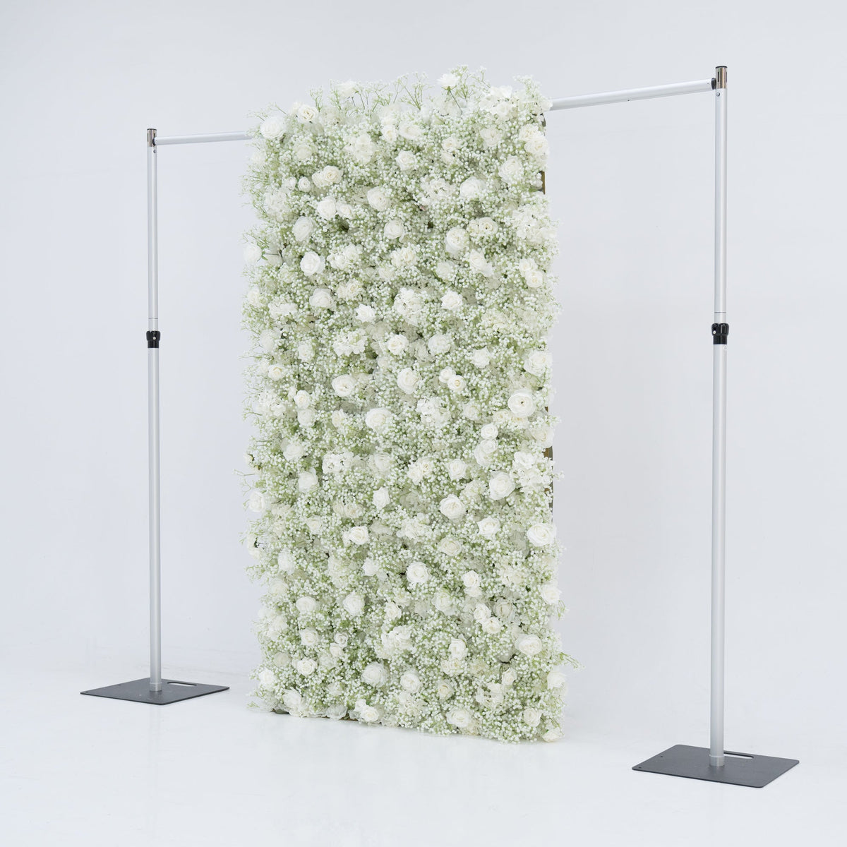 ValarFlowers Artificial Floral Wall Backdrop: Serene Meadows Artificial Floral Wall Backdrop: White Rose & Baby's Breath Edition-VF-268-2