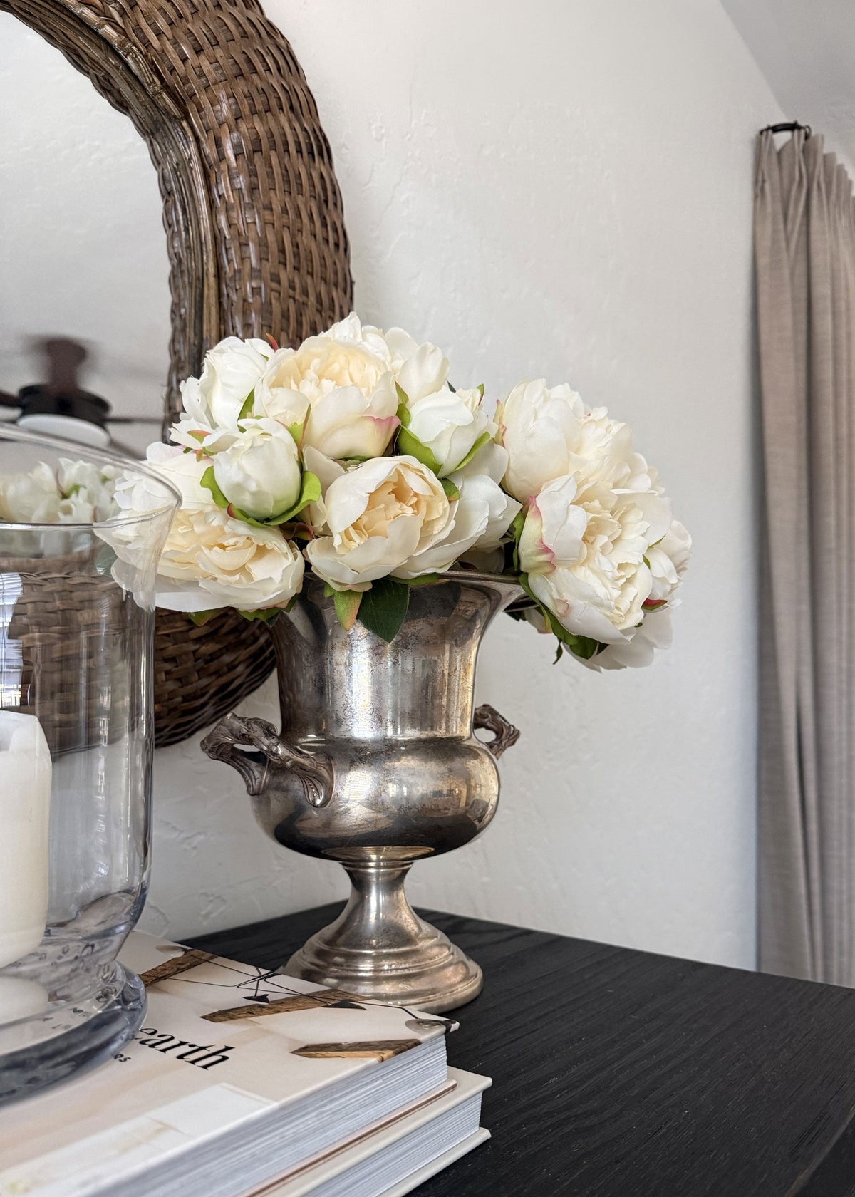 Artificial Peony Flower Bouquet in Cream - 9